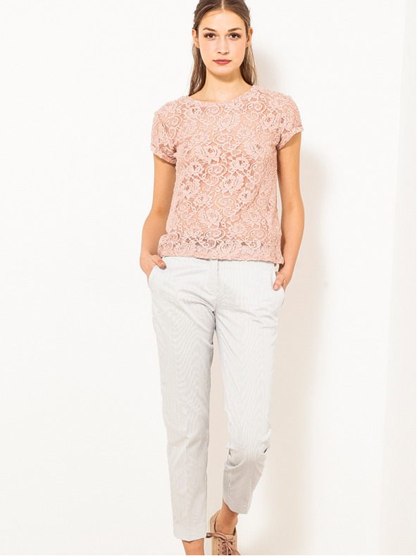 CAMAIEU Svetlo rožnata čipkasta majica CAMAIEU