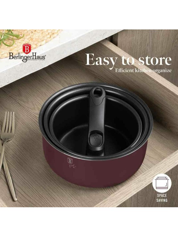 Berlingerhaus Set posode z odstranljivo ročajem 12 kosov Leonardo Collection BERLINGERHAUS