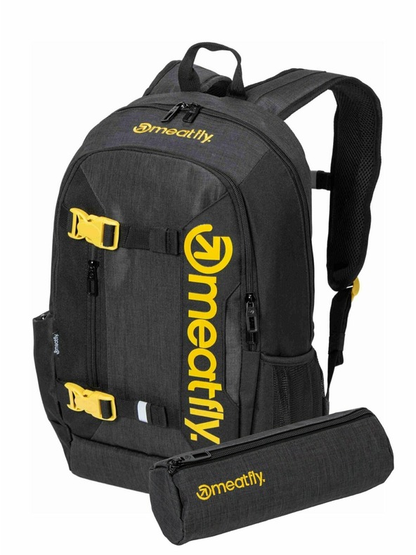 Meatfly Meatfly nahrbtnik Basejumper Black / Charcoal Heather 22 L + BREZPLAČNA PERESNICA | Črna | Volumen 22 L