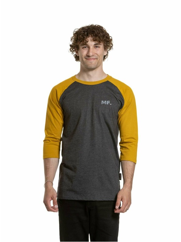 Meatfly Meatfly moška majica z dolgimi rokavi Kennedy Raglan Charcoal Heather / Mustard | Siva