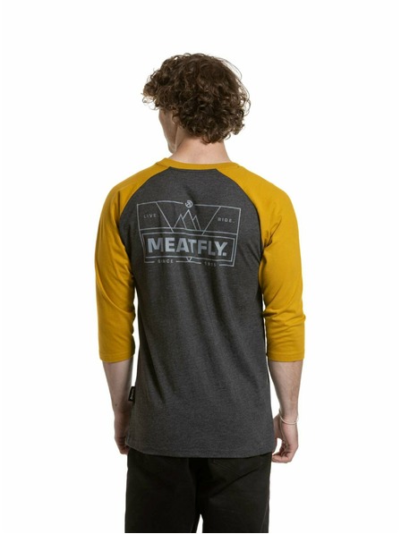 Meatfly Meatfly moška majica z dolgimi rokavi Kennedy Raglan Charcoal Heather / Mustard | Siva