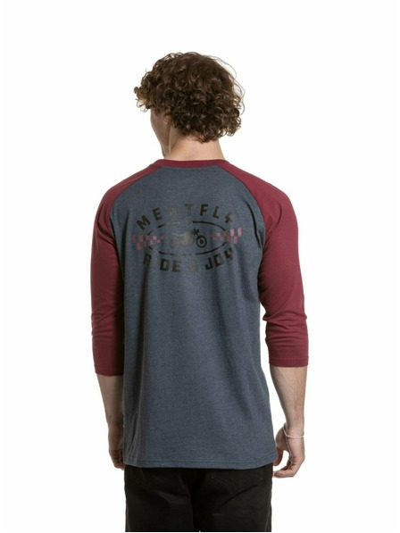 Meatfly Meatfly moška majica z dolgimi rokavi Kennedy Raglan Navy Heather / Dark Wine | Rdeča