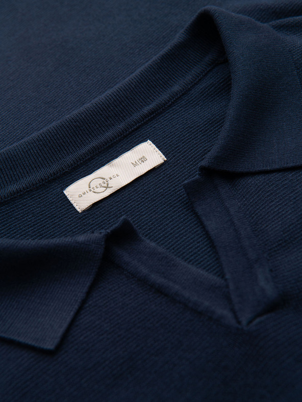 Ombre Clothing Moška polo majica brez gumbov - temno modra