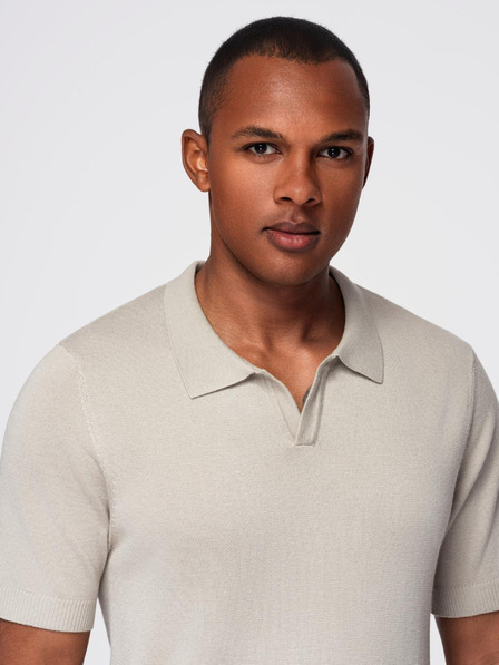 Ombre Clothing Moška polo majica brez gumbov - svetlo siva