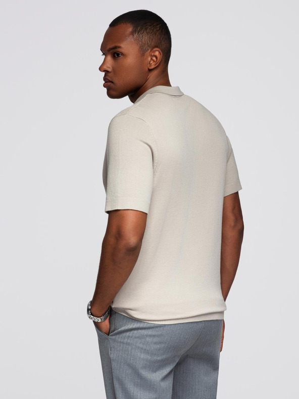 Ombre Clothing Moška polo majica brez gumbov - svetlo siva