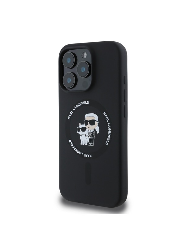 Karl Lagerfeld Karl Lagerfeld Liquid Silicone Karl and Choupette MagSafe zadnji pokrov za iPhone 16 Pro Max črn