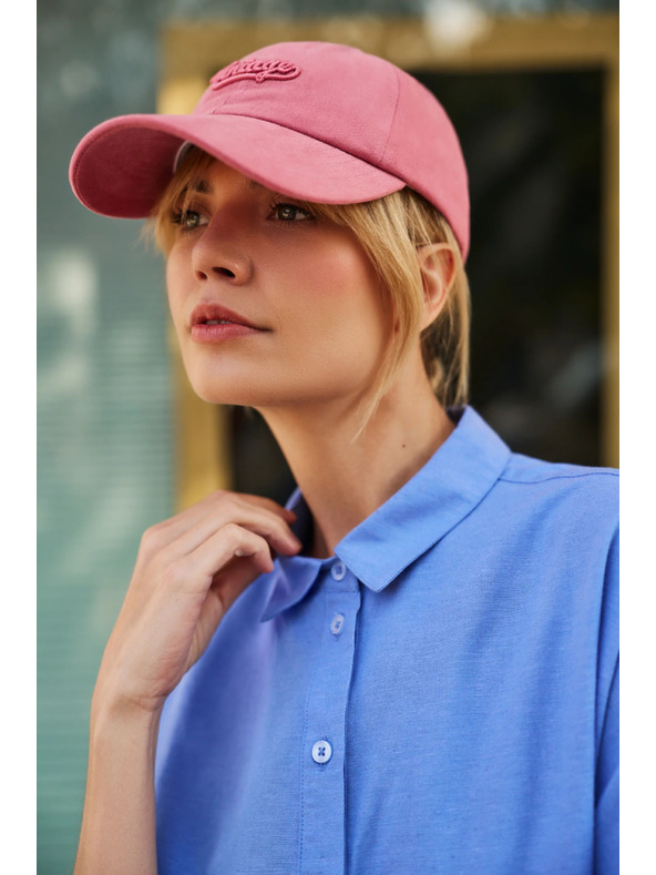 Moodo Roza bombažna kapa s šiltom