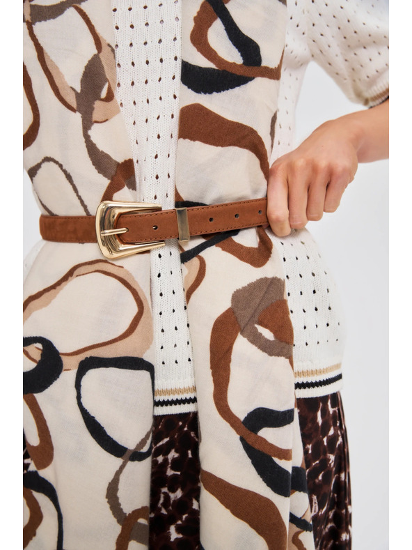 Moodo Rjav ženski pas z zlatimi detajli Moodo