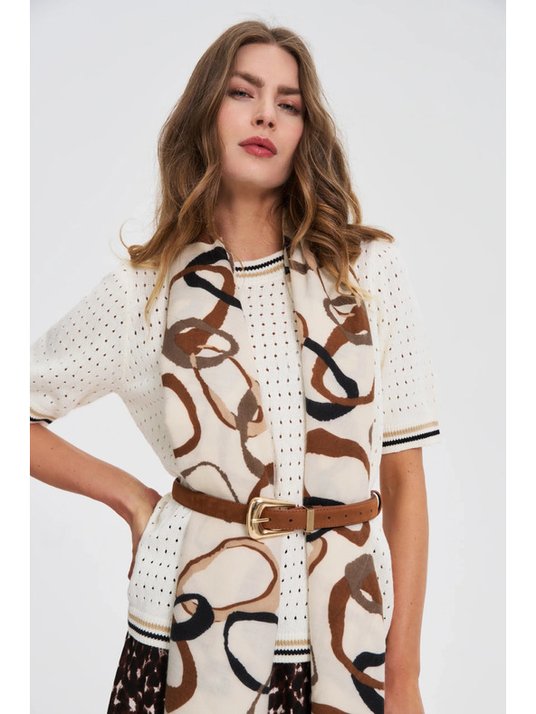 Moodo Rjav ženski pas z zlatimi detajli Moodo