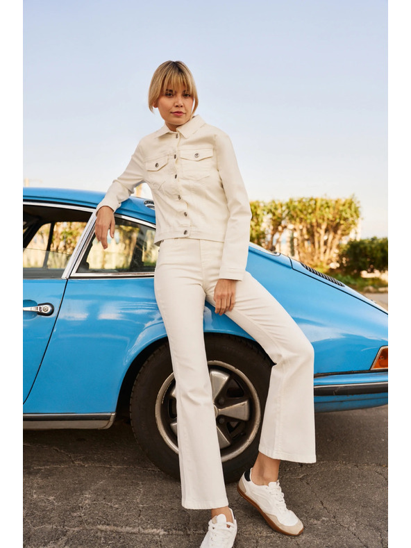 Moodo Kremne ženske zvonaste kavbojke