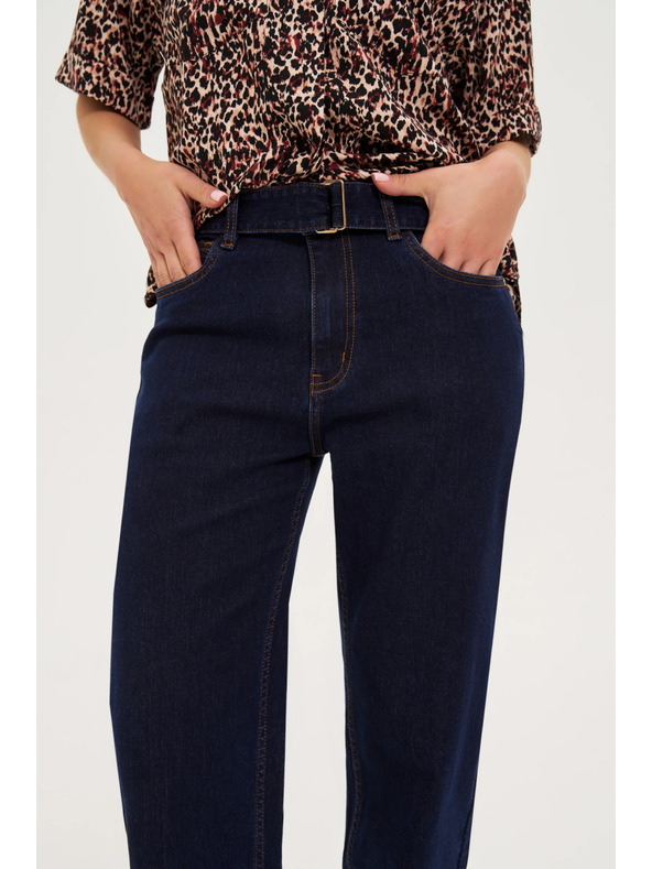 Moodo Temno modre kavbojke z pasom Moodo