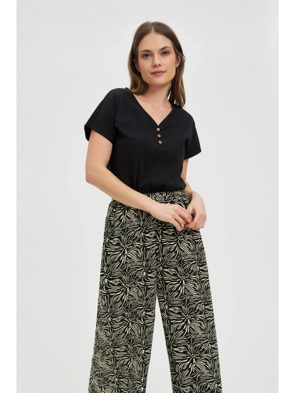 Moodo Ženska črna bluza z okrasnimi gumbi