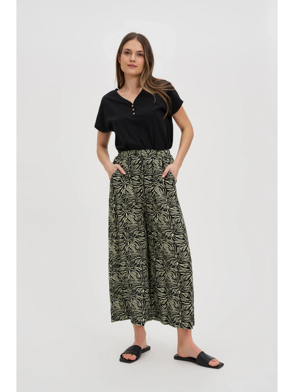 Moodo Ženska črna bluza z okrasnimi gumbi