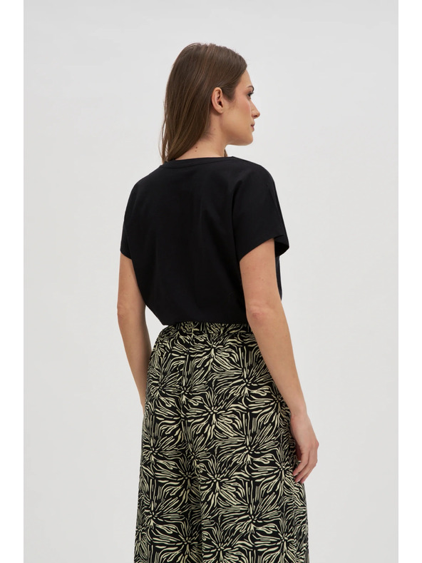 Moodo Ženska črna bluza z okrasnimi gumbi