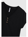 Moodo Ženska črna bluza z okrasnimi gumbi