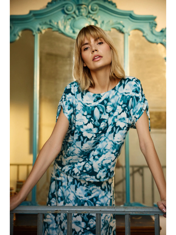 Moodo Modro-zelena vzorčasta ženska srajca