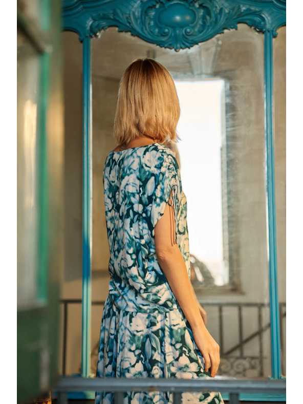 Moodo Modro-zelena vzorčasta ženska srajca