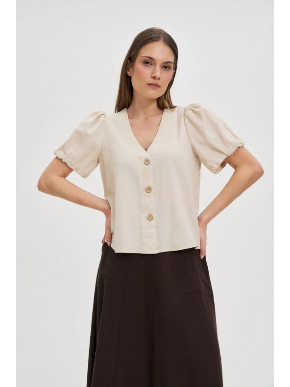 Moodo Bež ženska srajca s kratkimi rokavi