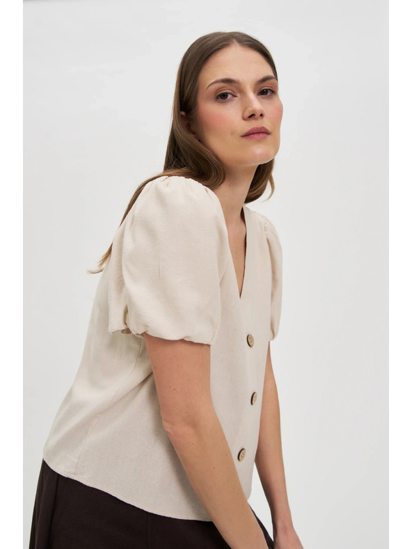 Moodo Bež ženska srajca s kratkimi rokavi