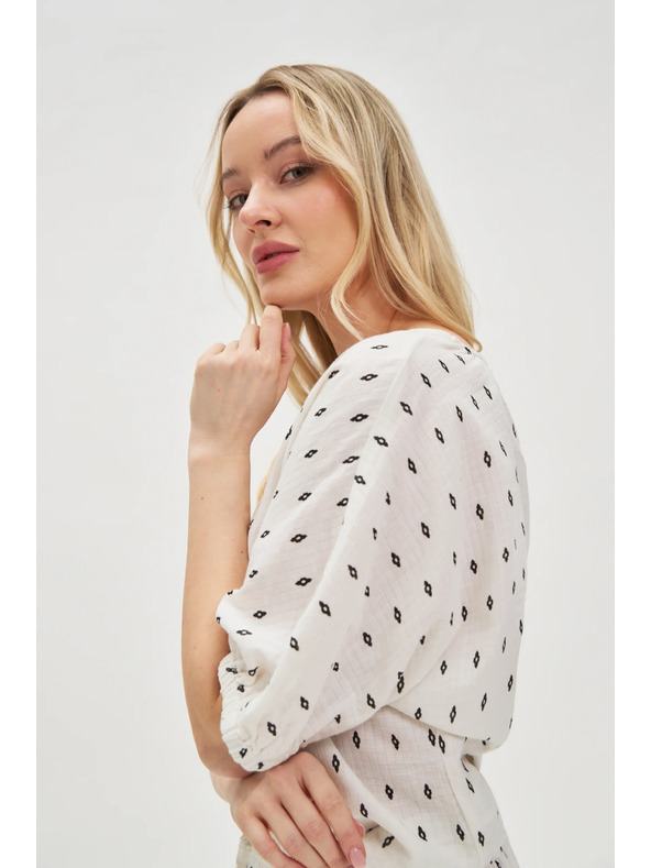 Moodo Bela vzorčasta bluza