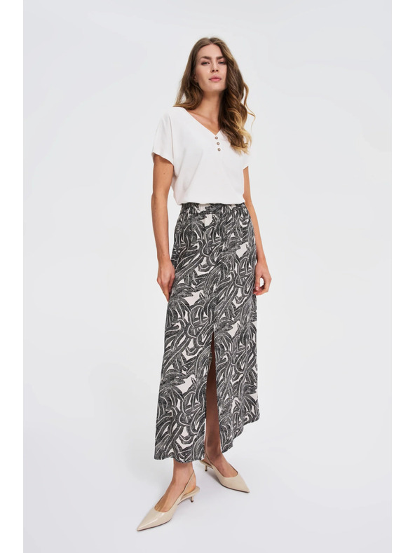 Moodo Bela bluza z okrasnimi gumbi