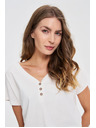 Moodo Bela bluza z okrasnimi gumbi
