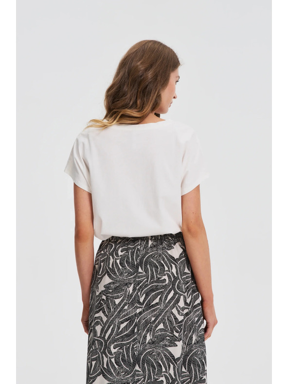 Moodo Bela bluza z okrasnimi gumbi