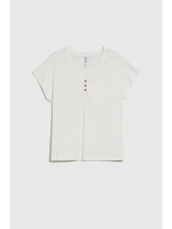 Moodo Bela bluza z okrasnimi gumbi