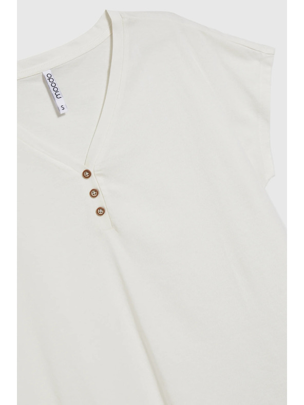 Moodo Bela bluza z okrasnimi gumbi