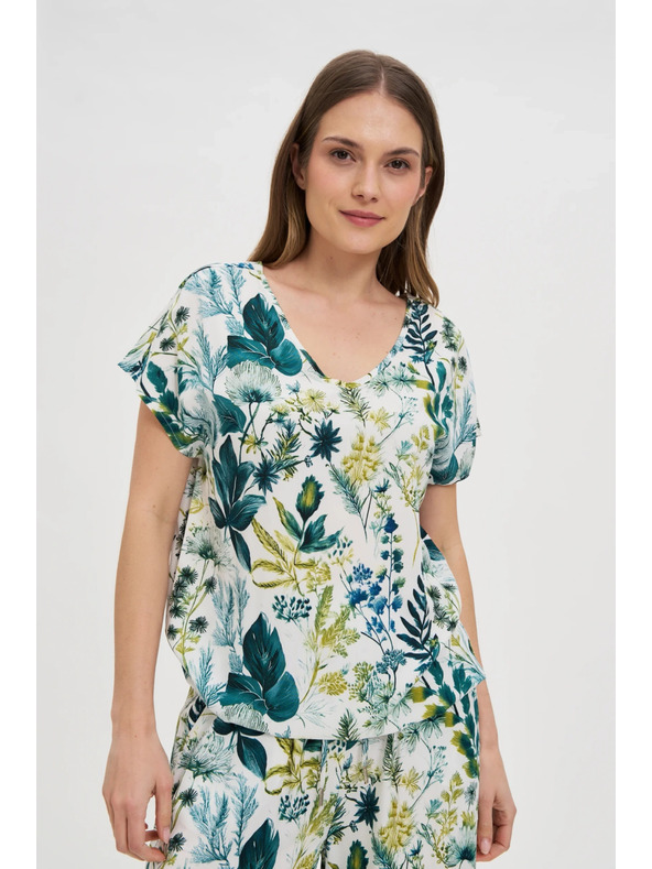 Moodo Cvetlični top z V-izrezom
