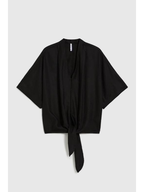 Moodo Ženski črn top z vezavo