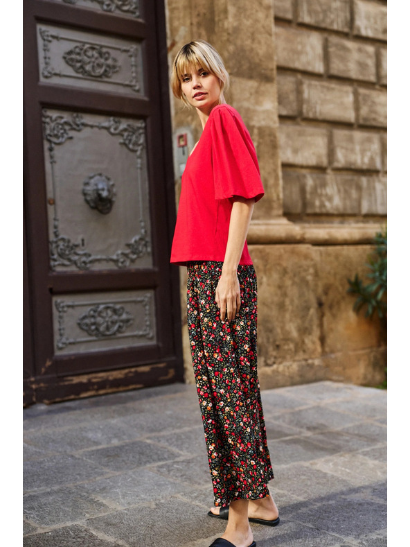 Moodo Rdeča bluza s širokimi rokavi