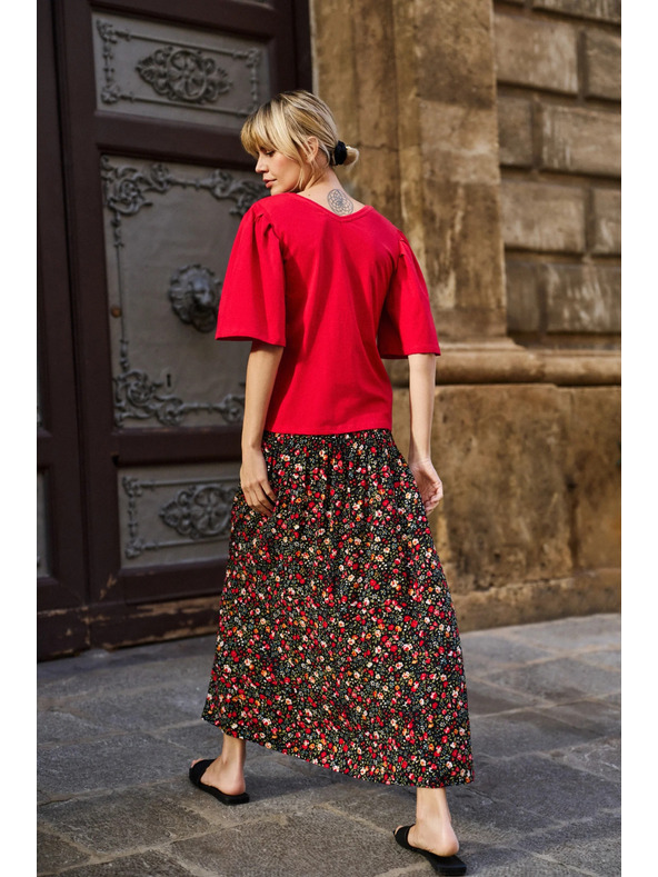 Moodo Rdeča bluza s širokimi rokavi