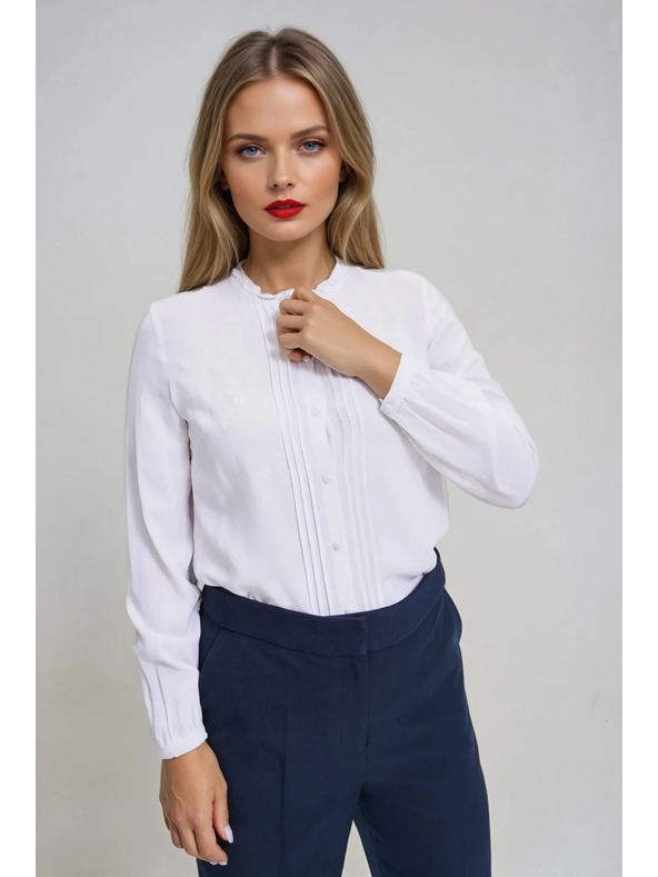 Moodo Ženska bela bluza z ovratnikom Moodo