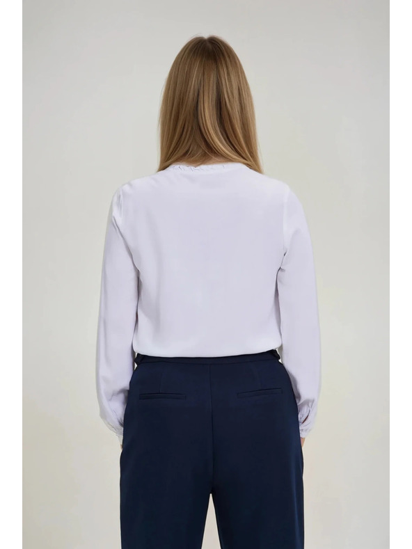 Moodo Ženska bela bluza z ovratnikom Moodo