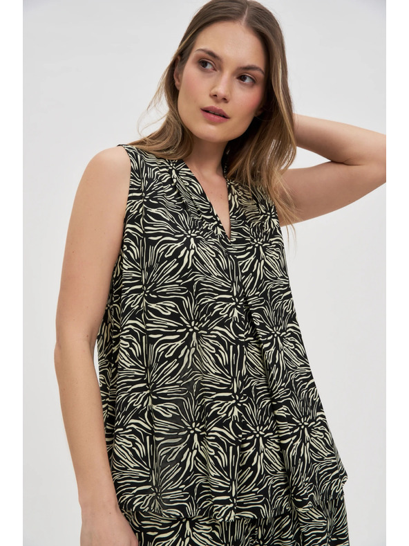 Moodo Črno-bela bluza brez rokavov