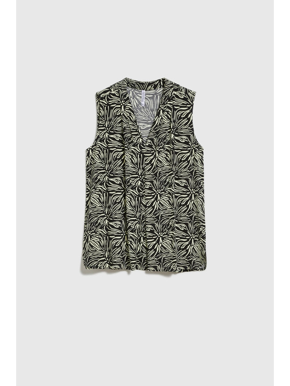 Moodo Črno-bela bluza brez rokavov