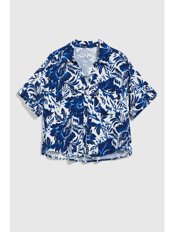 Moodo Modro-bela vzorčasta bluza