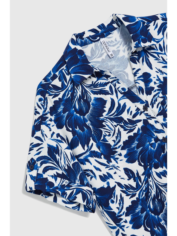 Moodo Modro-bela vzorčasta bluza
