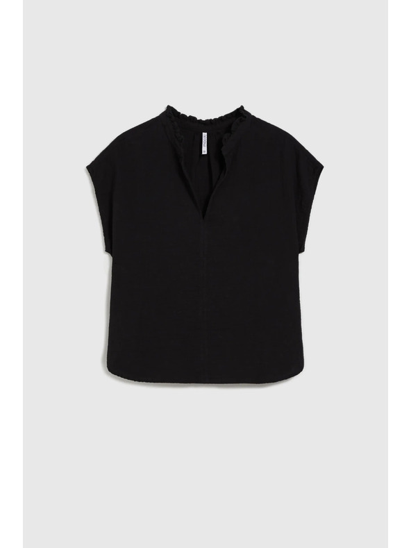 Moodo Črna bombažna ohlapna bluza