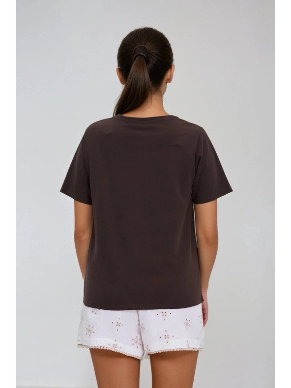 Moodo Ženski rjav top z madeira robom