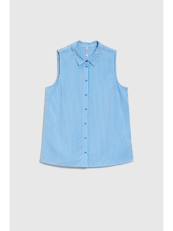 Moodo Modro-bela progasta srajca brez rokavov