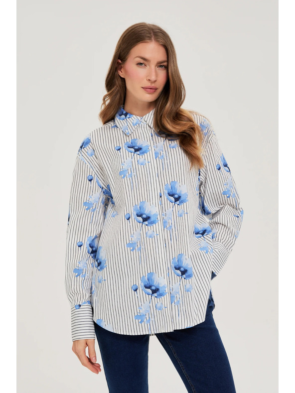 Moodo Ženska srajca Moodo – bela/modra