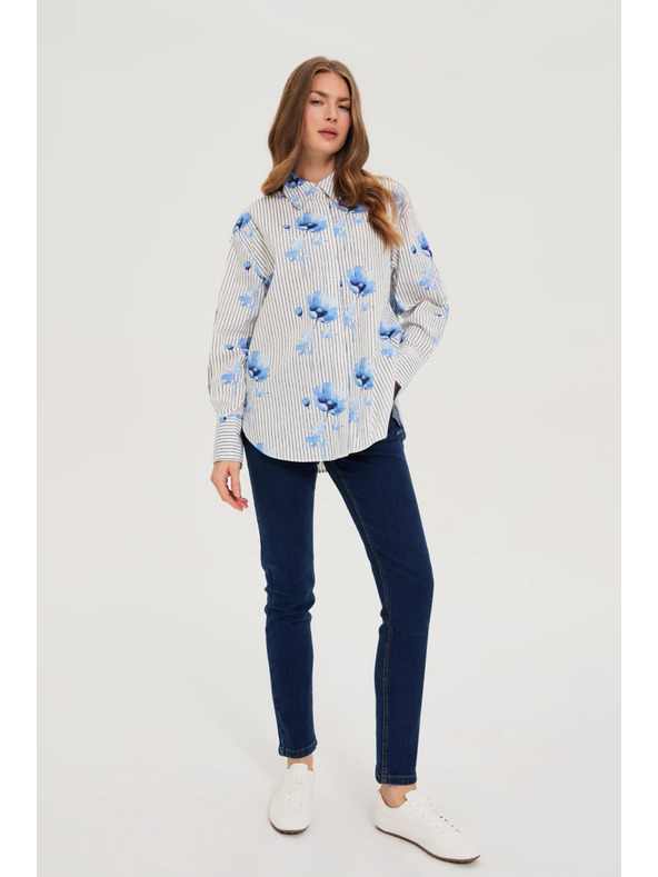 Moodo Ženska srajca Moodo – bela/modra