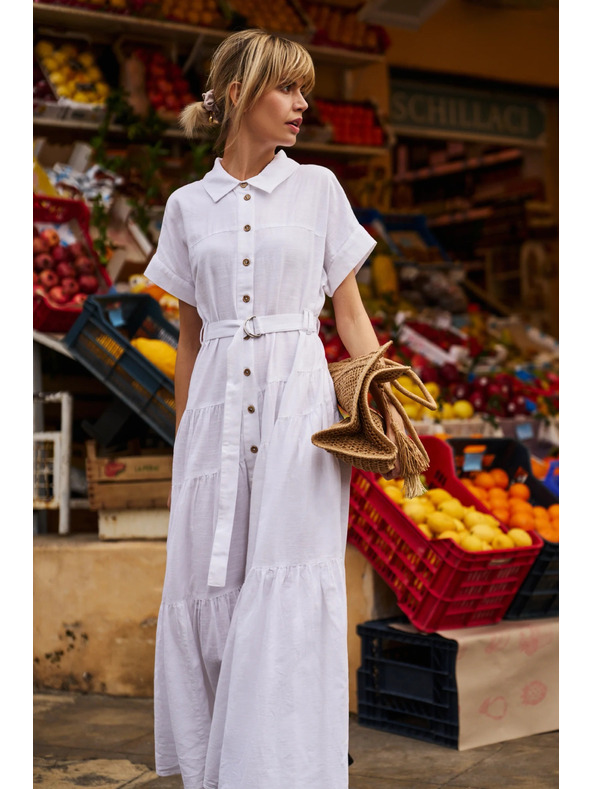 Moodo Ženske dolge srajčne obleke Moodo - bele