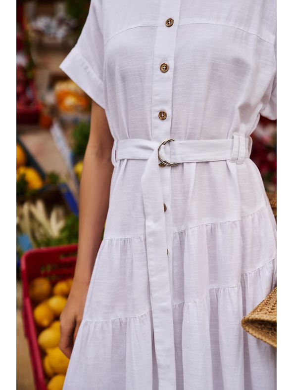 Moodo Ženske dolge srajčne obleke Moodo - bele