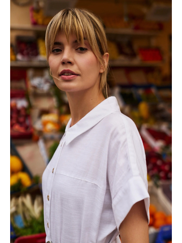 Moodo Ženske dolge srajčne obleke Moodo - bele