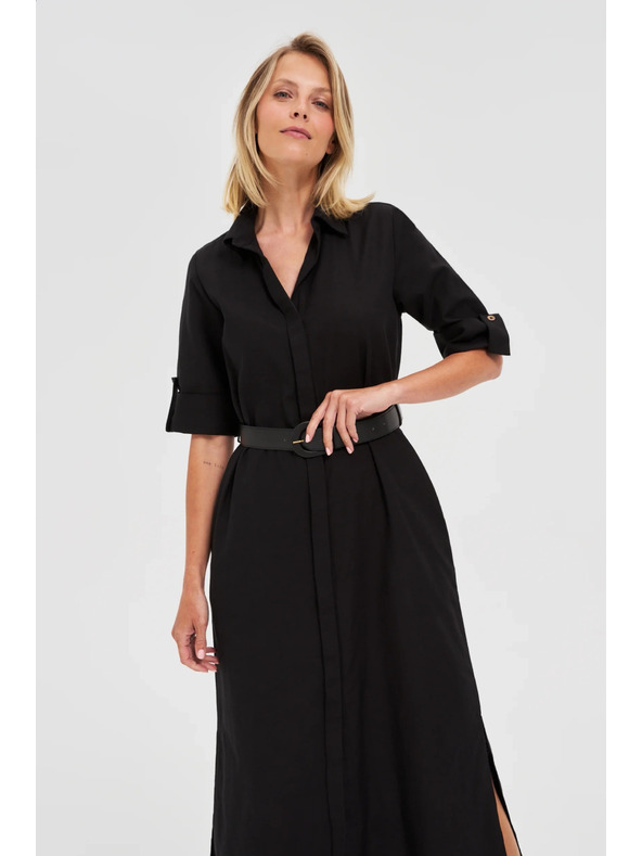 Moodo Črne ženske srajčne obleke z pasom