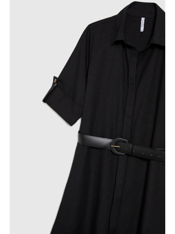 Moodo Črne ženske srajčne obleke z pasom