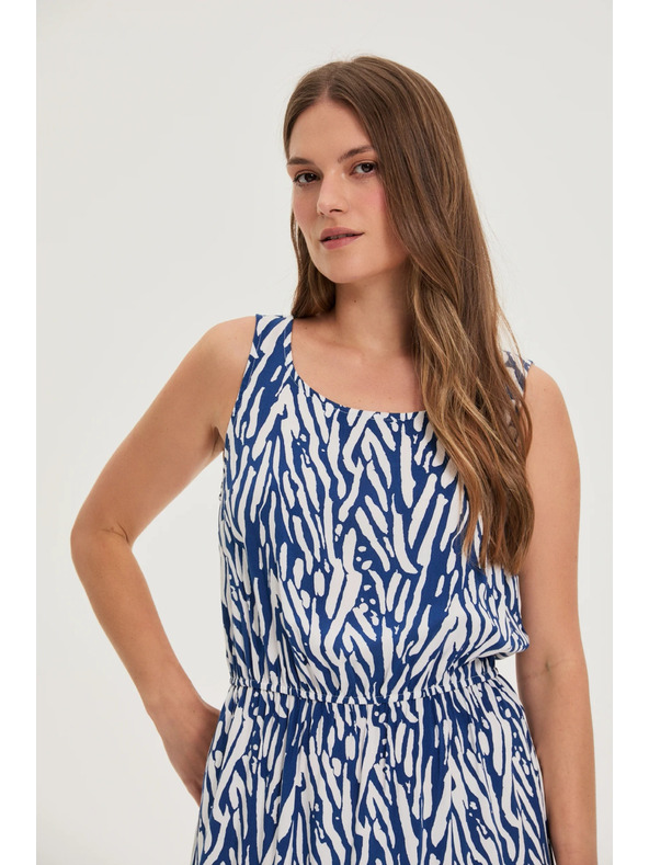 Moodo Ženska obleka Moodo modro-bela